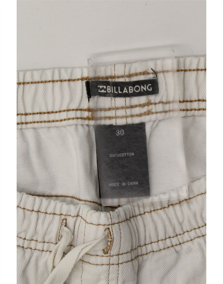 Pantaloncini di jeans invecchiati Billabong da donna W30 cotone bianco medio