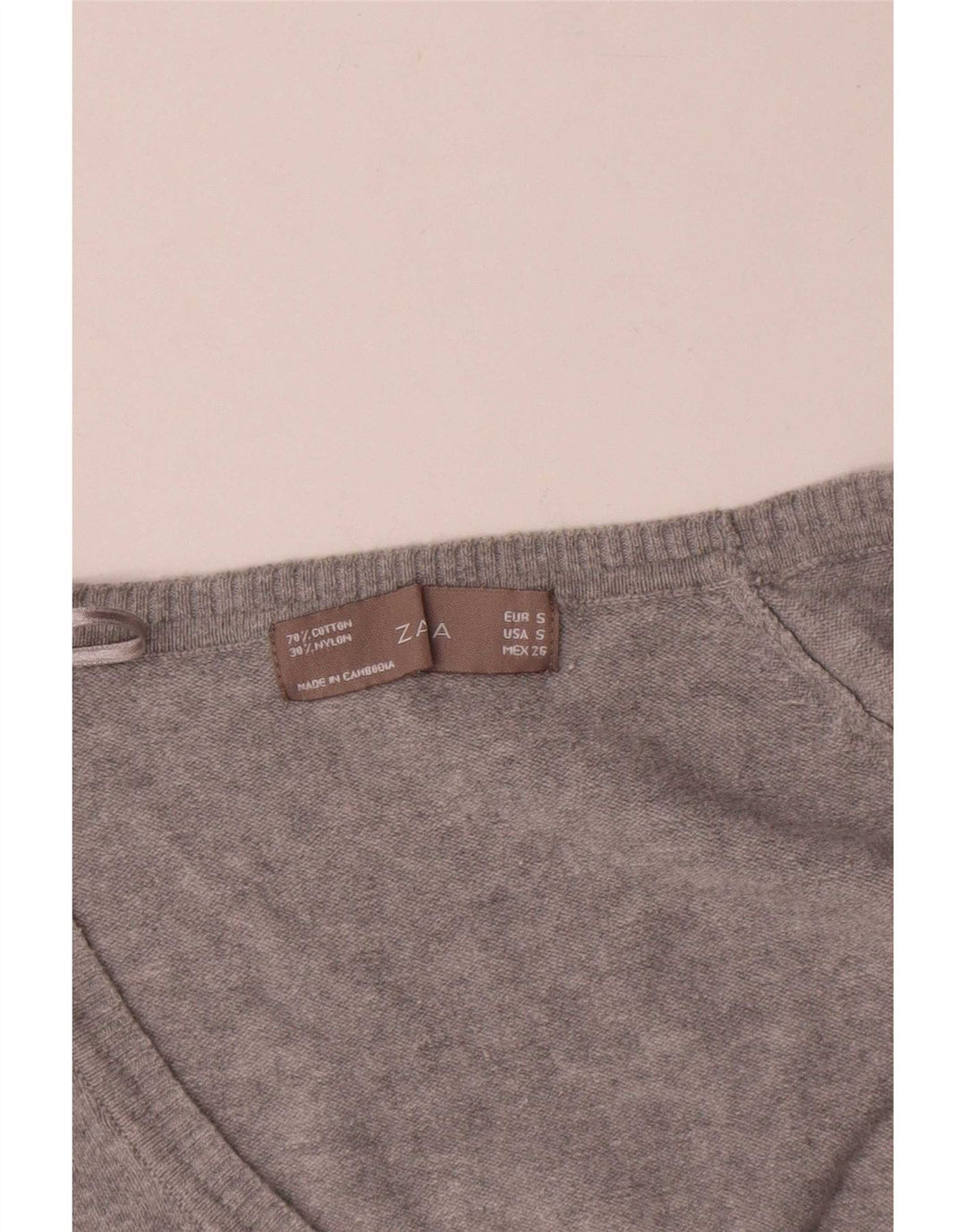 Maglione cardigan da donna Zara UK 10 piccolo cotone grigio