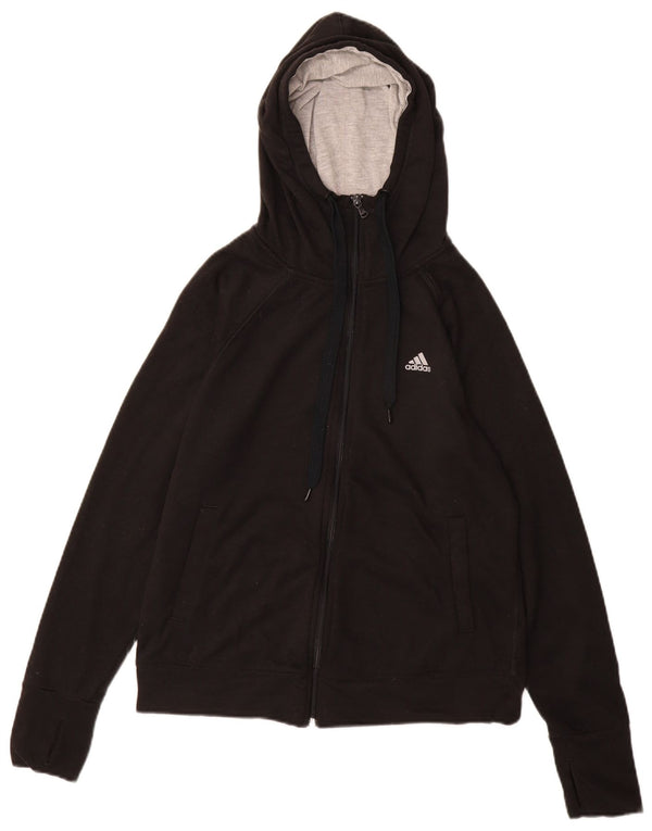 Maglione con cappuccio e zip Adidas Climalite da donna UK 12/14 Poliestere nero medio