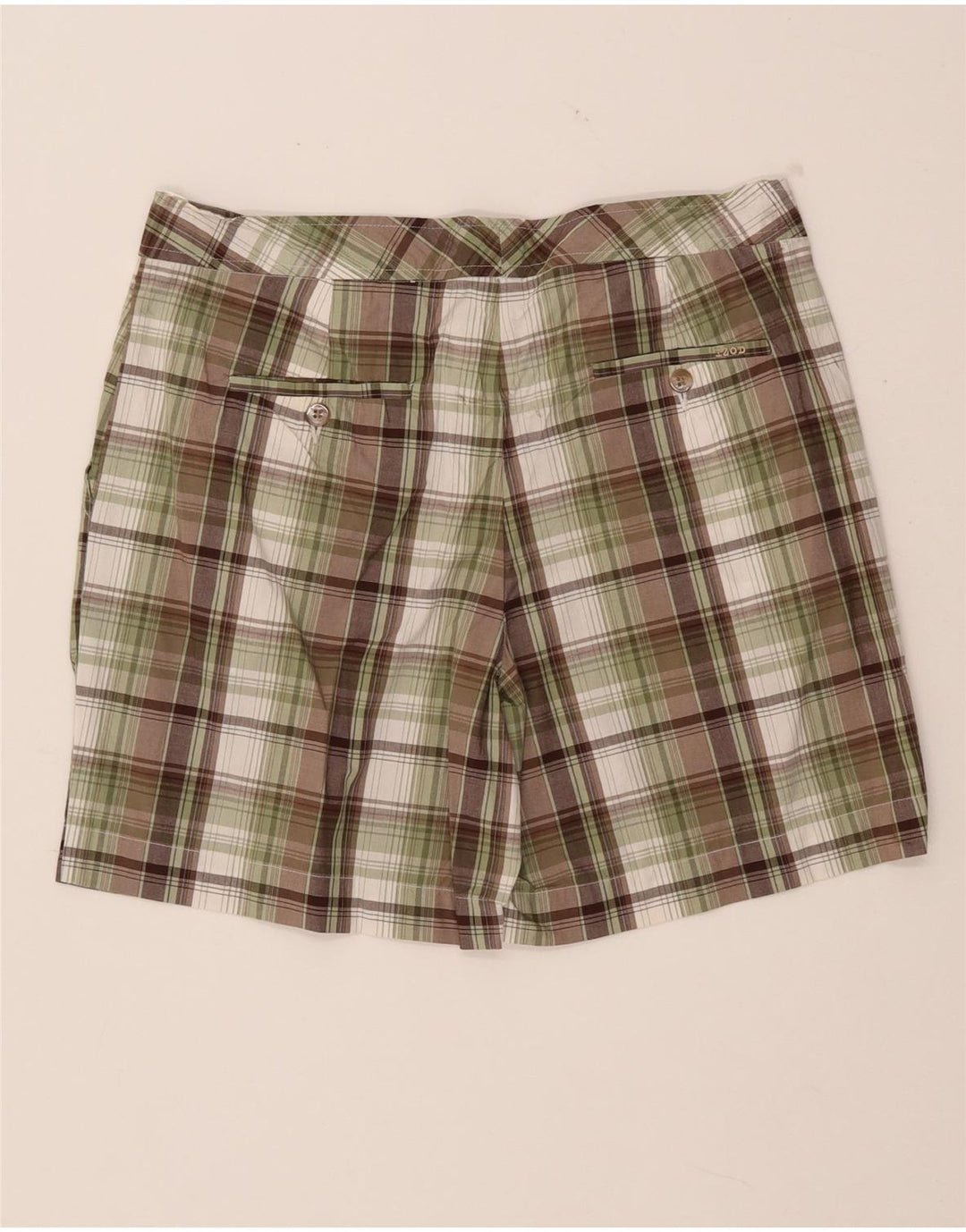 Pantaloncini chino da donna IZOD US 8 Medium W32 in cotone a quadri kaki