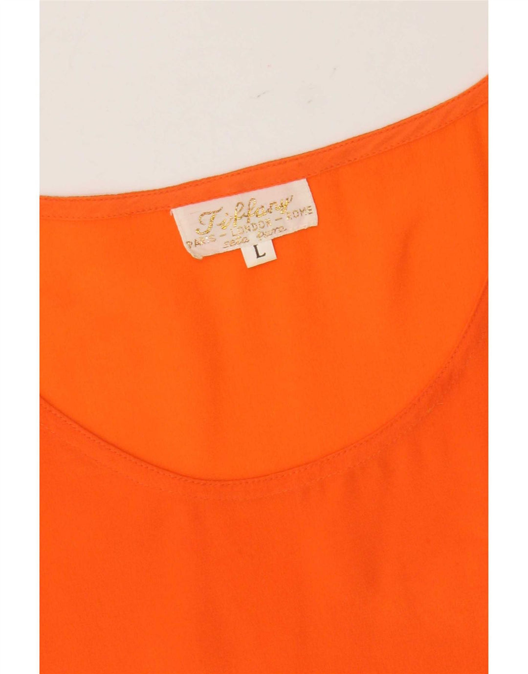 Top camicetta senza maniche da donna Tiffany UK 16 grande seta arancione