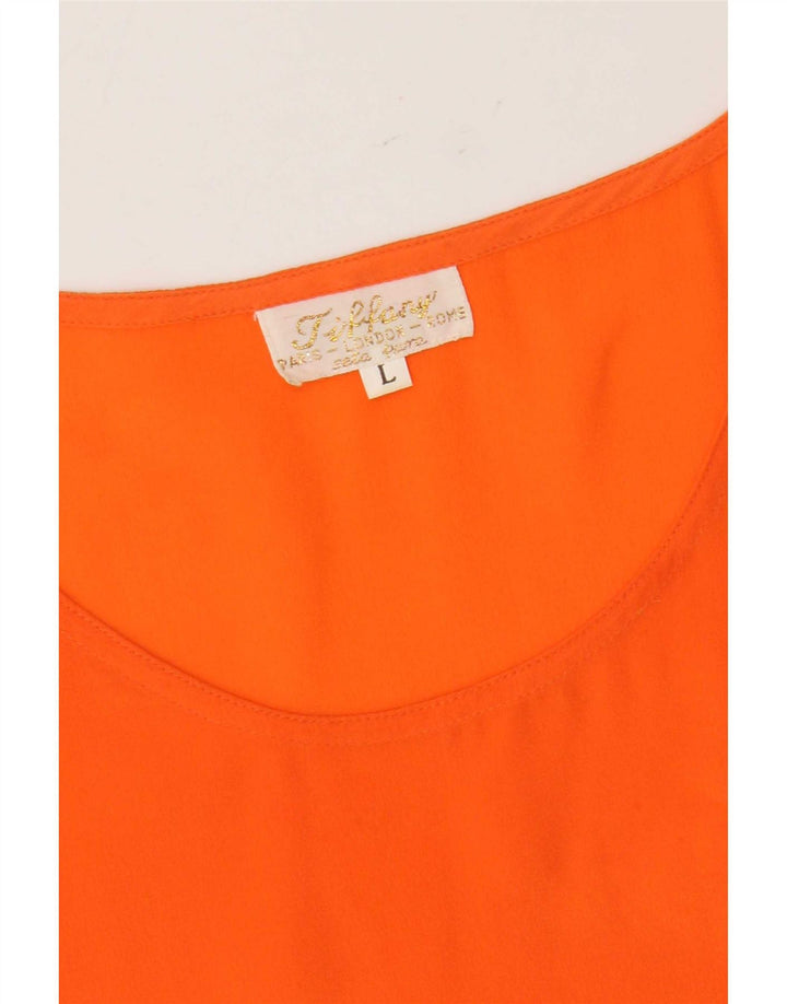Top camicetta senza maniche da donna Tiffany UK 16 grande seta arancione