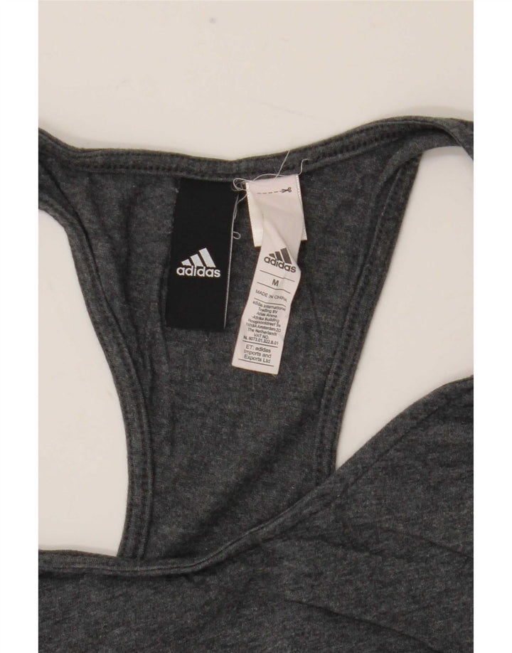 Canottiera grafica da donna Adidas UK 12 cotone grigio medio