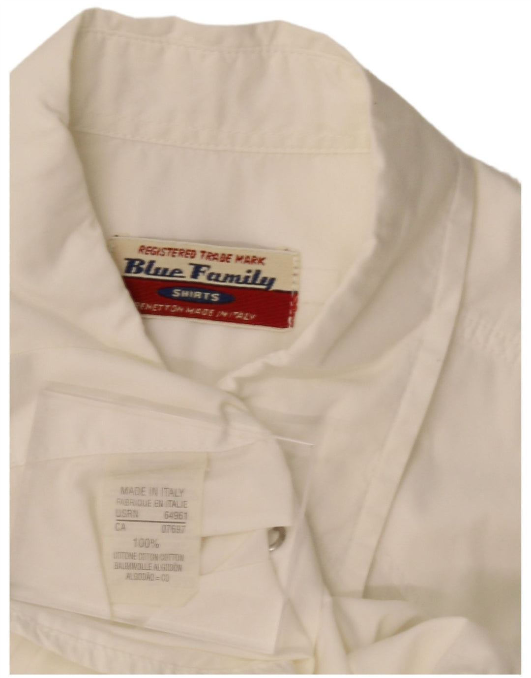BENETTON Mens Blue Family Shirt Medium White Cotton