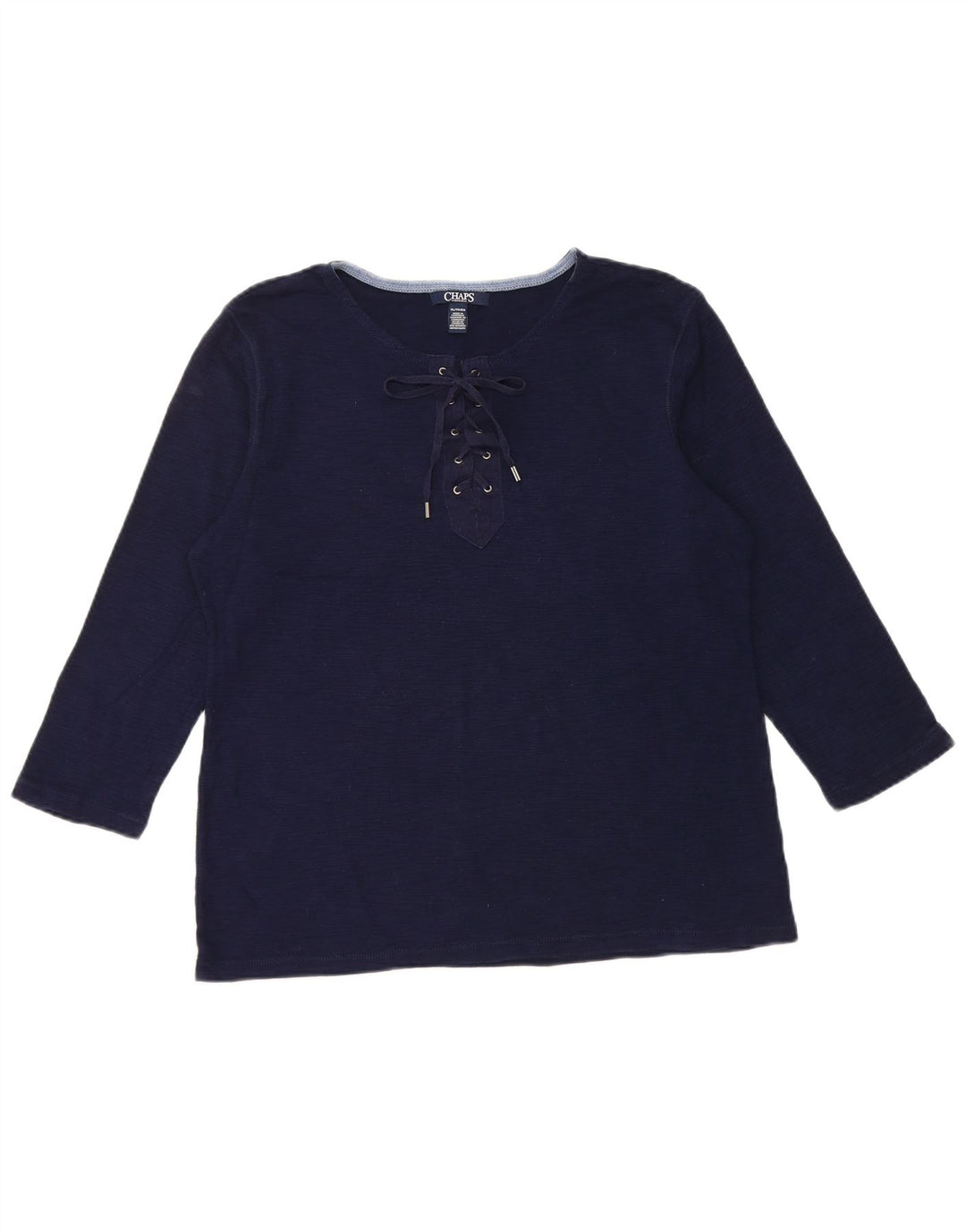Top da donna CHAPS manica 3/4 UK 18 XL cotone blu navy