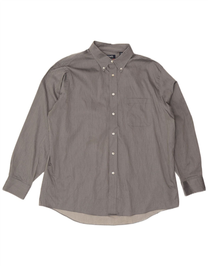 Camicia da uomo vestibilità regolare CHAPS taglia 17 1/2 XL cotone grigio a spina di pesce
