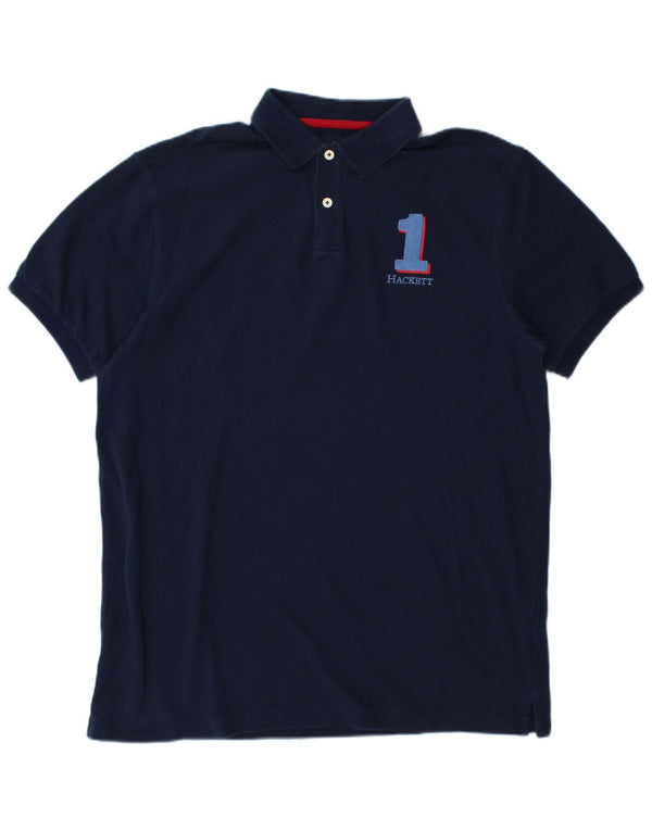 Polo da uomo con grafica classica vestibilità HACKETT, grande, in cotone blu navy
