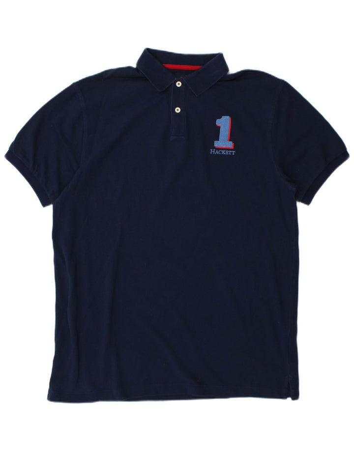 Polo da uomo con grafica classica vestibilità HACKETT, grande, in cotone blu navy