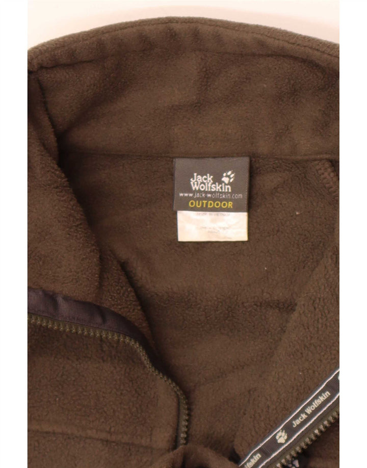 Giacca in pile foderata da uomo Jack Wolfskin UK 40/42 grande poliestere kaki