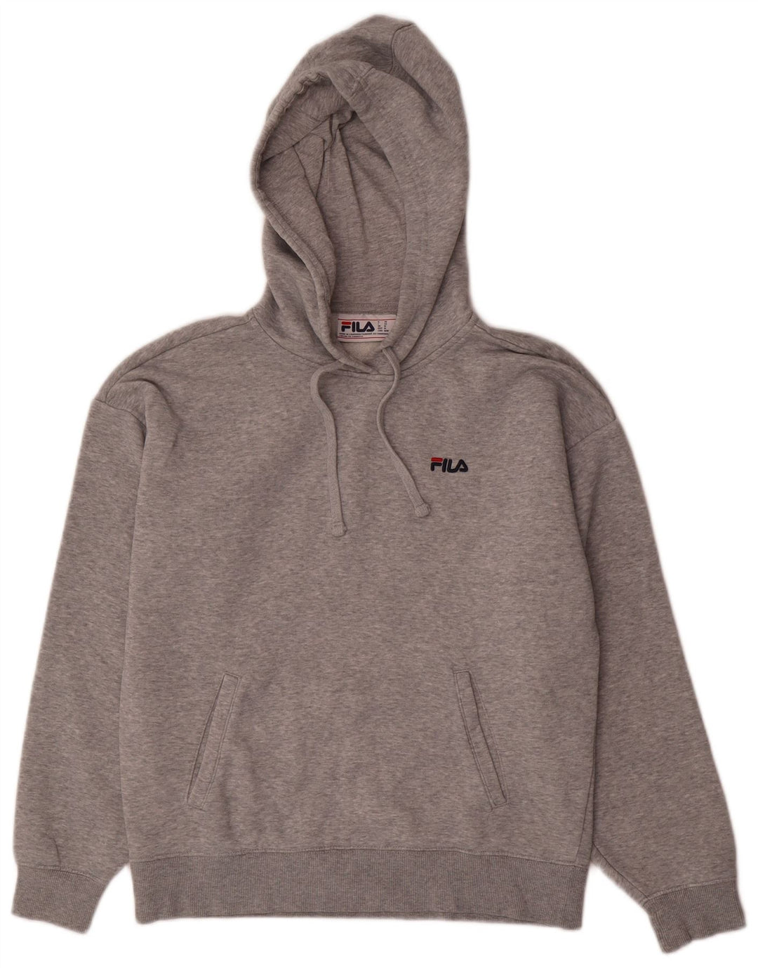 Felpa con cappuccio da uomo Fila in cotone chiazzato grigio medio