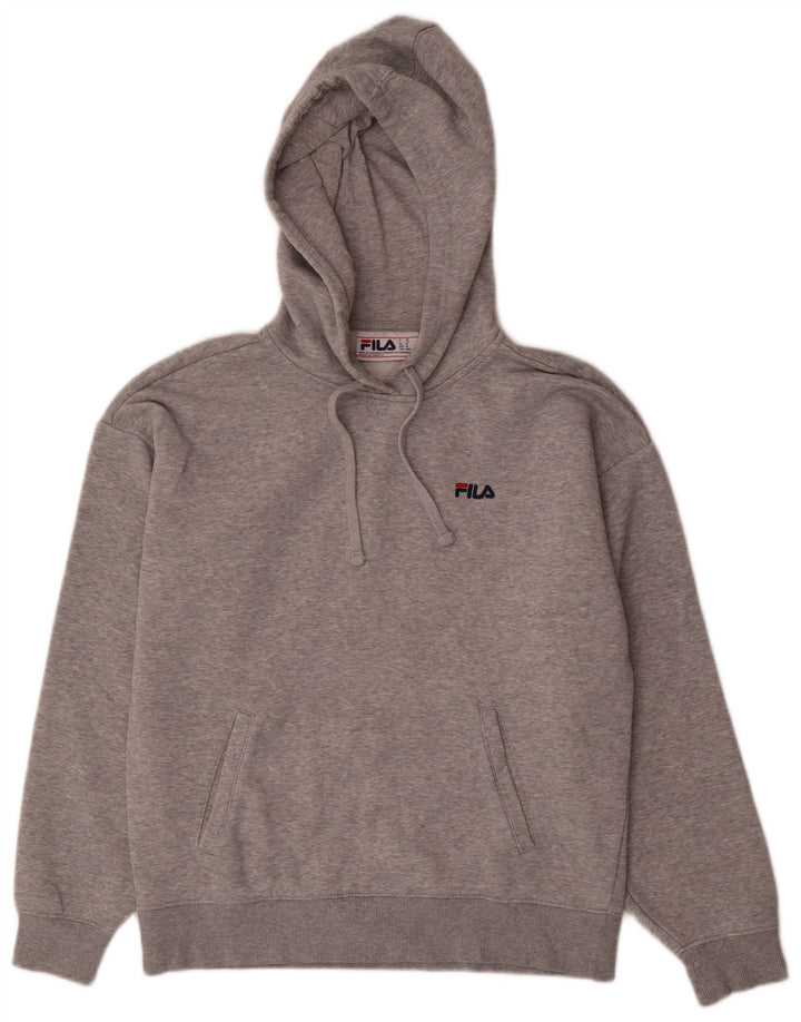 Felpa con cappuccio da uomo Fila in cotone chiazzato grigio medio