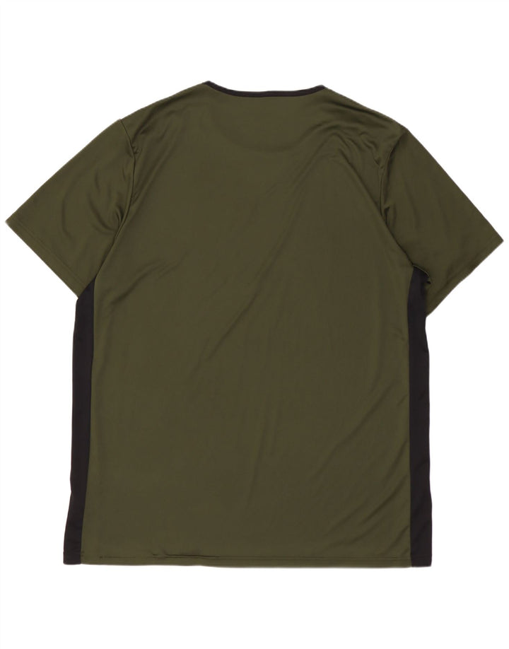 Adidas Uomo Climalite T-shirt Top XL Khaki Colourblock Poliestere