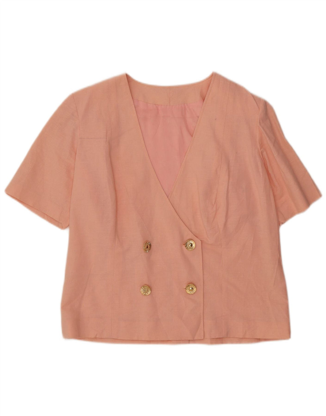 Giacca blazer vintage a maniche corte doppio petto da donna UK 14 rosa medio