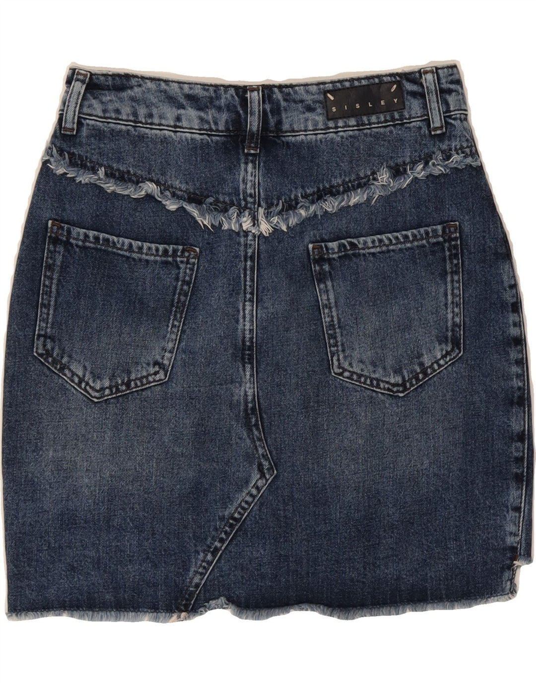 SISLEY Womens Denim Skirt W26 Small Blue Cotton Vintage Sisley and Second-Hand Sisley from Messina Hembry 