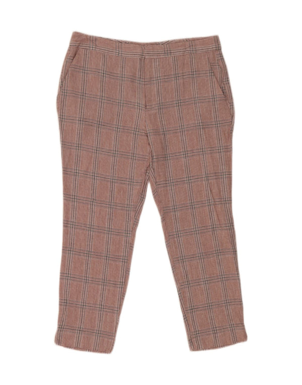 Pantaloni chino slim corti da donna Zara EU 38 Small W28 L23 viscosa a quadri rosa