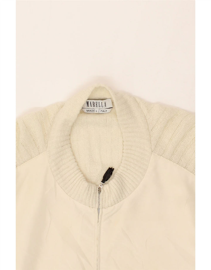 MARELLA Womens Cardigan Sweater UK 16 Large Off White Acrylic Vintage Marella and Second-Hand Marella from Messina Hembry 