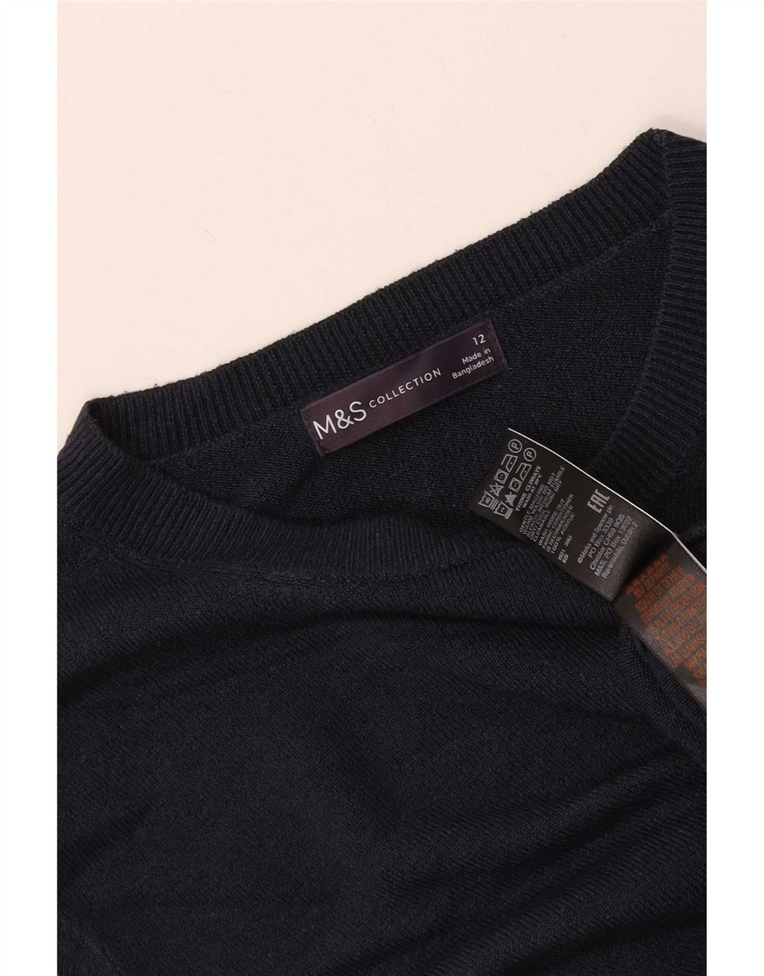Maglione maglione girocollo da donna Marks & Spencer UK 12 medio blu navy