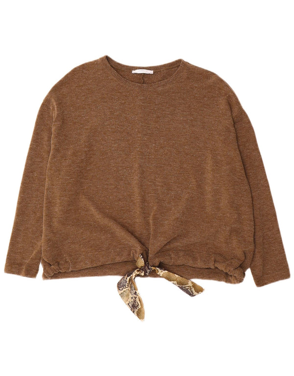 Maglione Zara da donna con scollo a barca UK 14 stampa animalier marrone medio