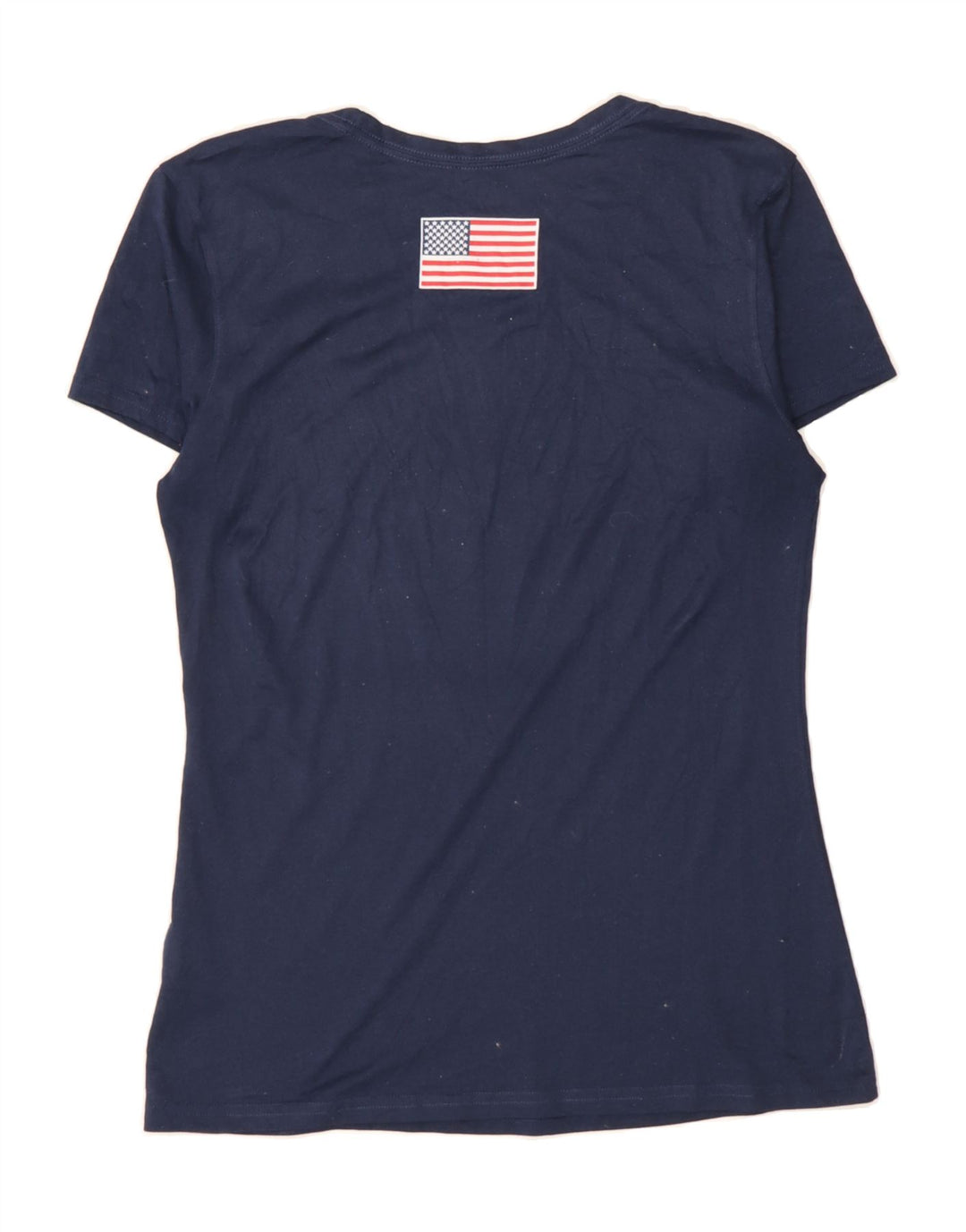NIKE Womens Dri Fit Graphic T-Shirt Top UK 12 Medium Navy Blue Polyester Vintage Nike and Second-Hand Nike from Messina Hembry 