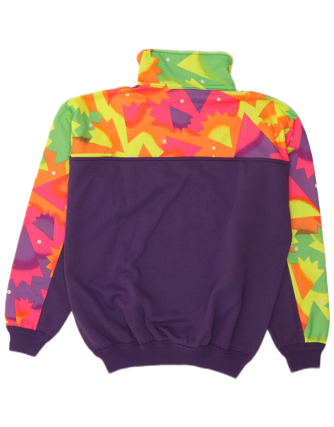 Felpa vintage da uomo con zip e collo maglione medio viola geometrico