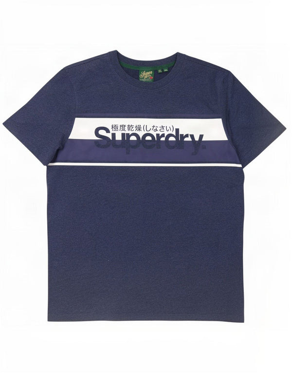 T-shirt grafica da uomo Superdry Top 2XL in cotone color block blu