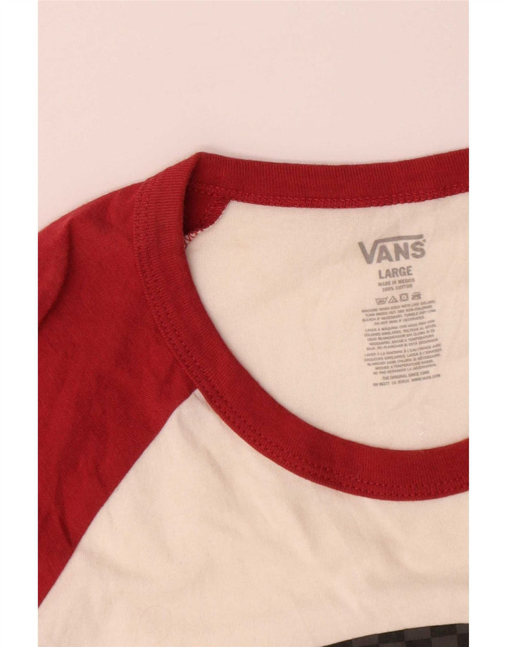 Maglietta grafica da donna Vans manica a 3/4 grande in cotone color block bianco