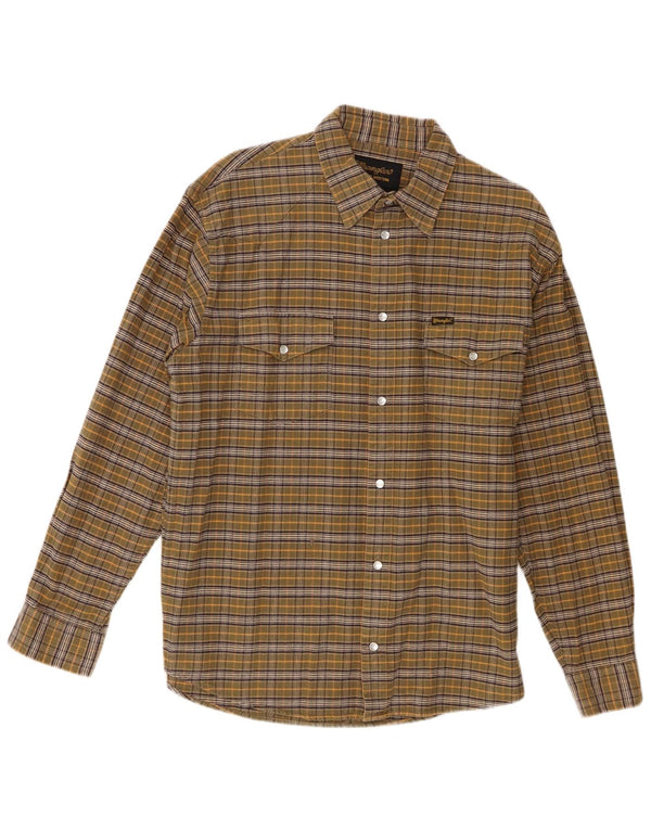Camicia da uomo in flanella Wrangler, cotone a quadri kaki grande