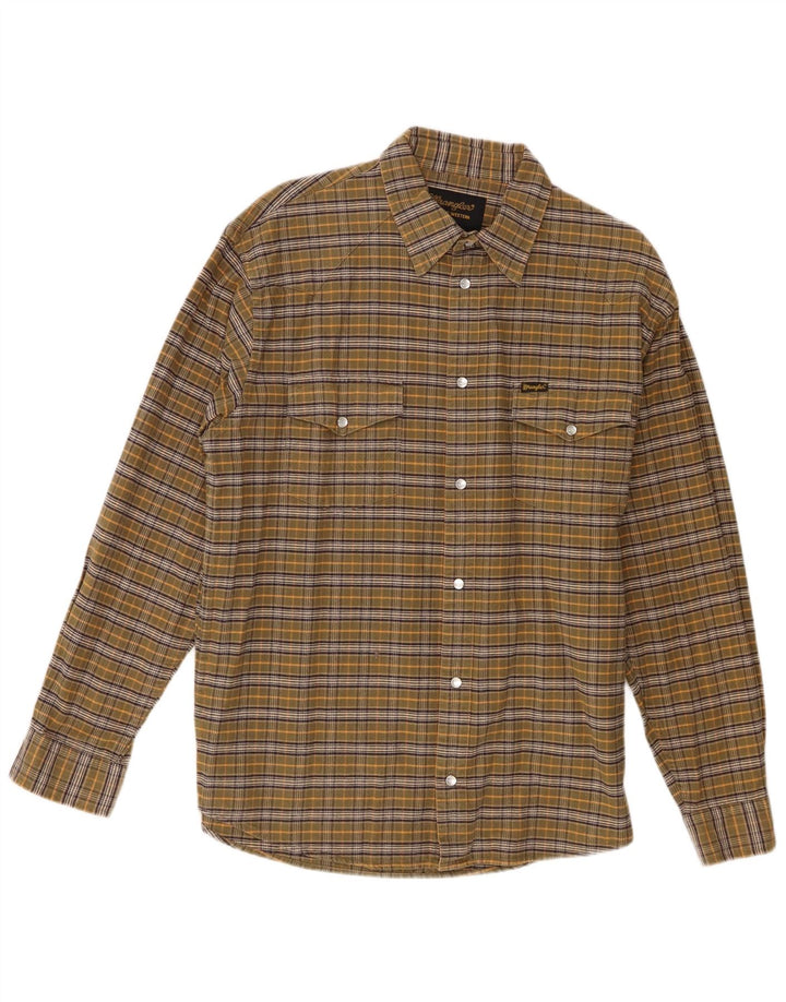 Camicia da uomo in flanella Wrangler, cotone a quadri kaki grande