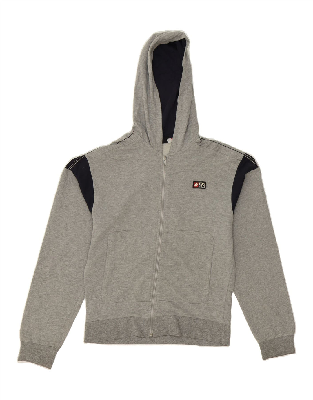 LOTTO Womens Zip Hoodie Sweater UK 14 Medium Grey Colourblock Vintage Lotto and Second-Hand Lotto from Messina Hembry 