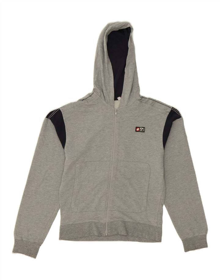 LOTTO Womens Zip Hoodie Sweater UK 14 Medium Grey Colourblock Vintage Lotto and Second-Hand Lotto from Messina Hembry 