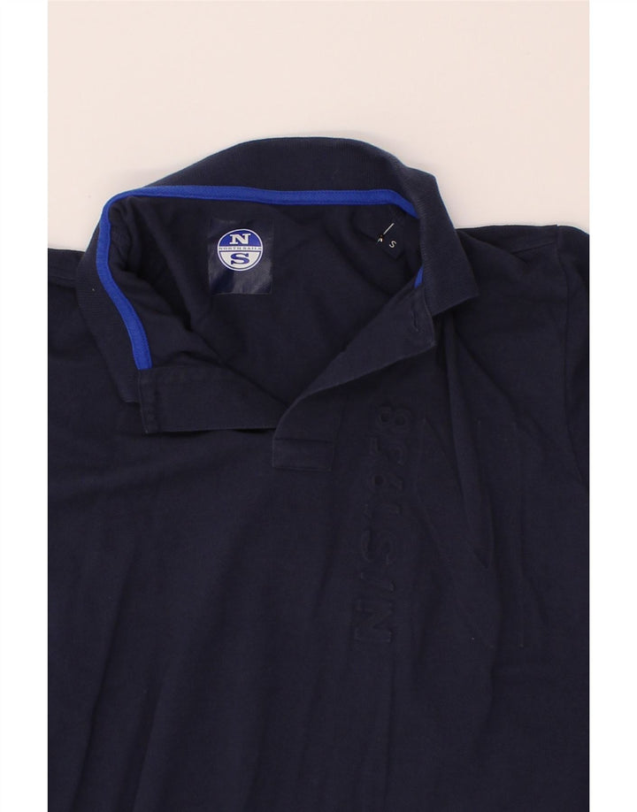 NORTH SAILS Mens Graphic Polo Shirt Small Navy Blue Cotton Vintage North Sails and Second-Hand North Sails from Messina Hembry 
