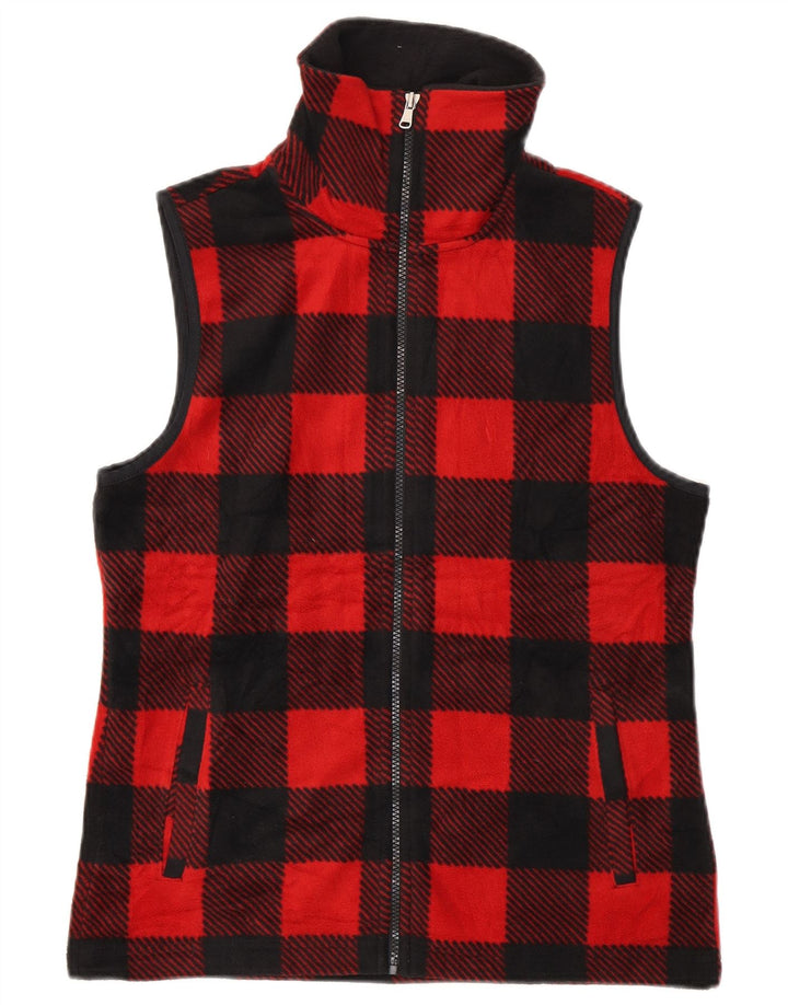 Gilet in pile da donna CHAPS UK 14 poliestere medio a quadri rosso