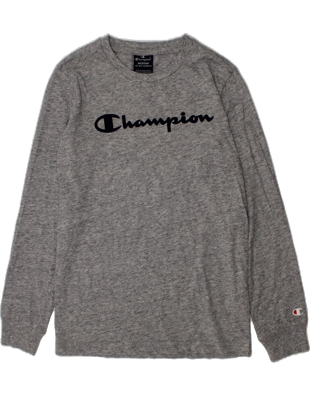 CHAMPION Boys Graphic Top Long Sleeve 9-10 Years Medium Grey Cotton Vintage Champion and Second-Hand Champion from Messina Hembry 