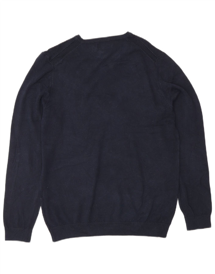 Maglione Zara da uomo con scollo a V piccolo classico in viscosa blu navy