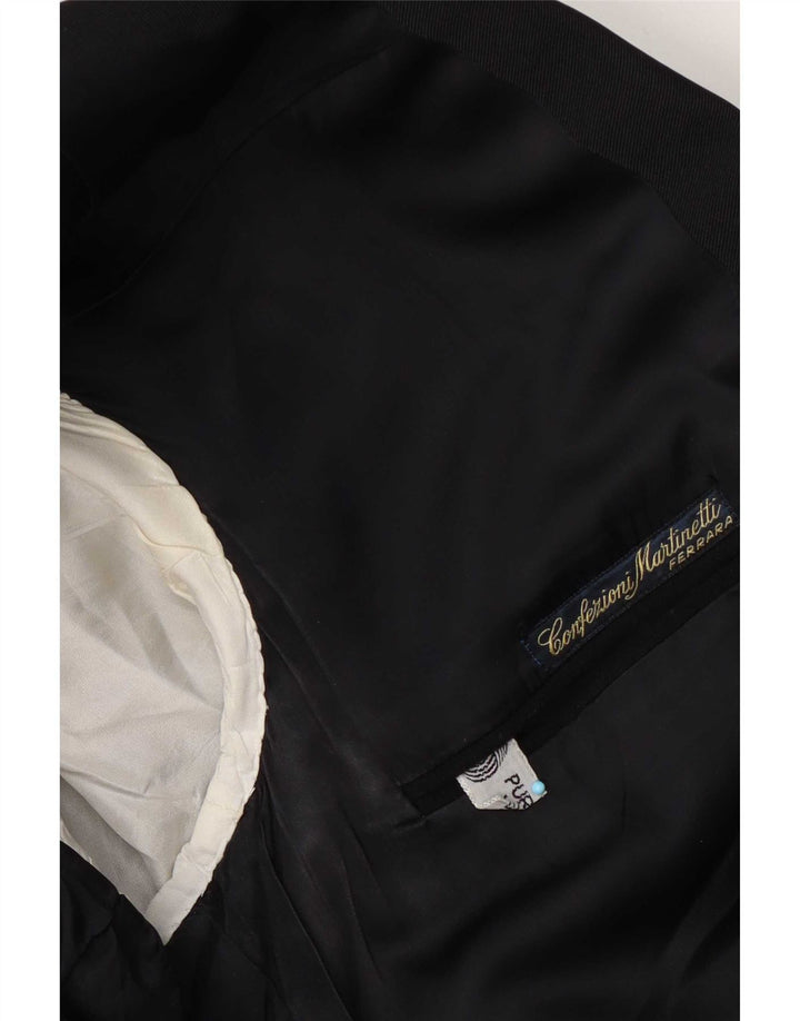 San Remo Giacca blazer a 1 bottone da uomo IT 50 Large Lana vergine nera