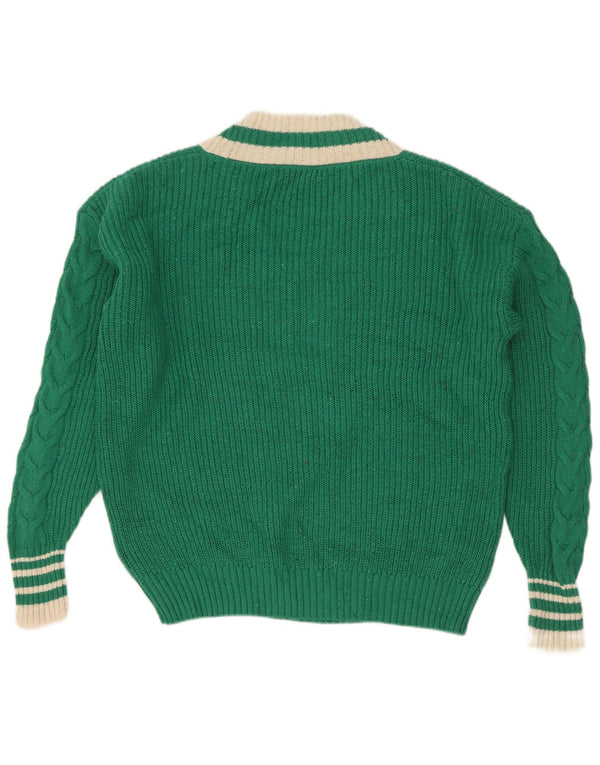Maglione da donna con scollo a V Marks & Spencer UK 14 Colorblock verde medio