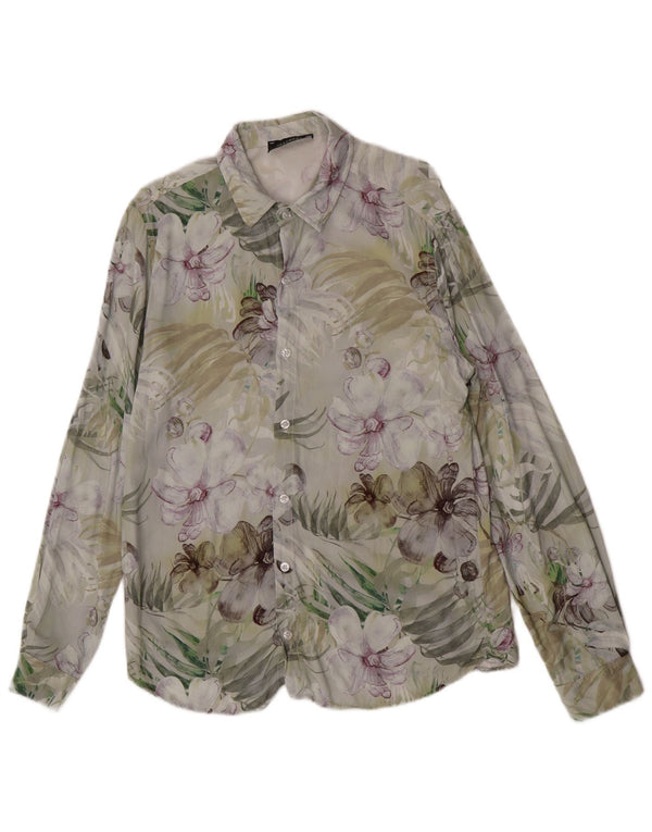 Camicia Vintage da Uomo Piccola in Viscosa Floreale Floreale