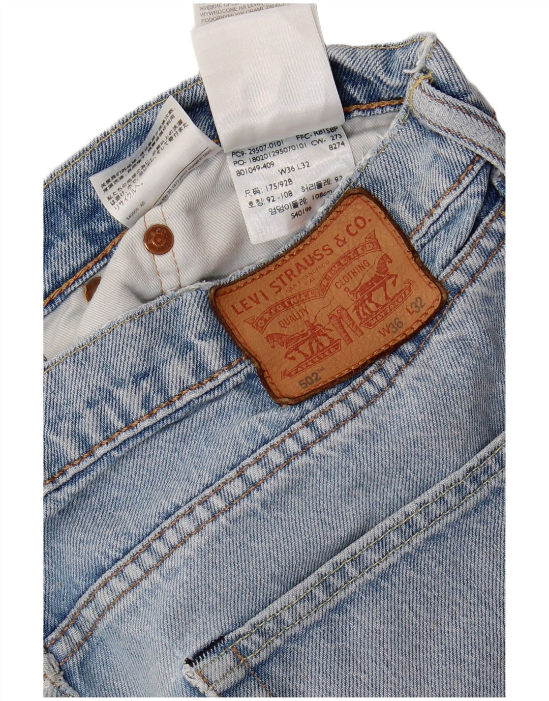 Levi's Uomo 502 Jeans affusolati W36 L32 Cotone blu