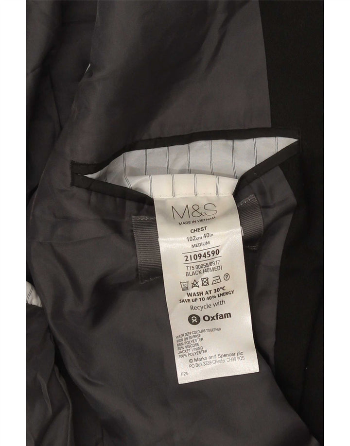 Giacca blazer a 2 bottoni da uomo Marks & Spencer UK 40 poliestere nero medio