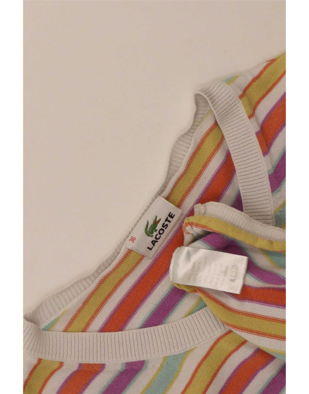 Maglione cardigan corto da donna Lacoste taglia 36 piccolo a righe multicolore
