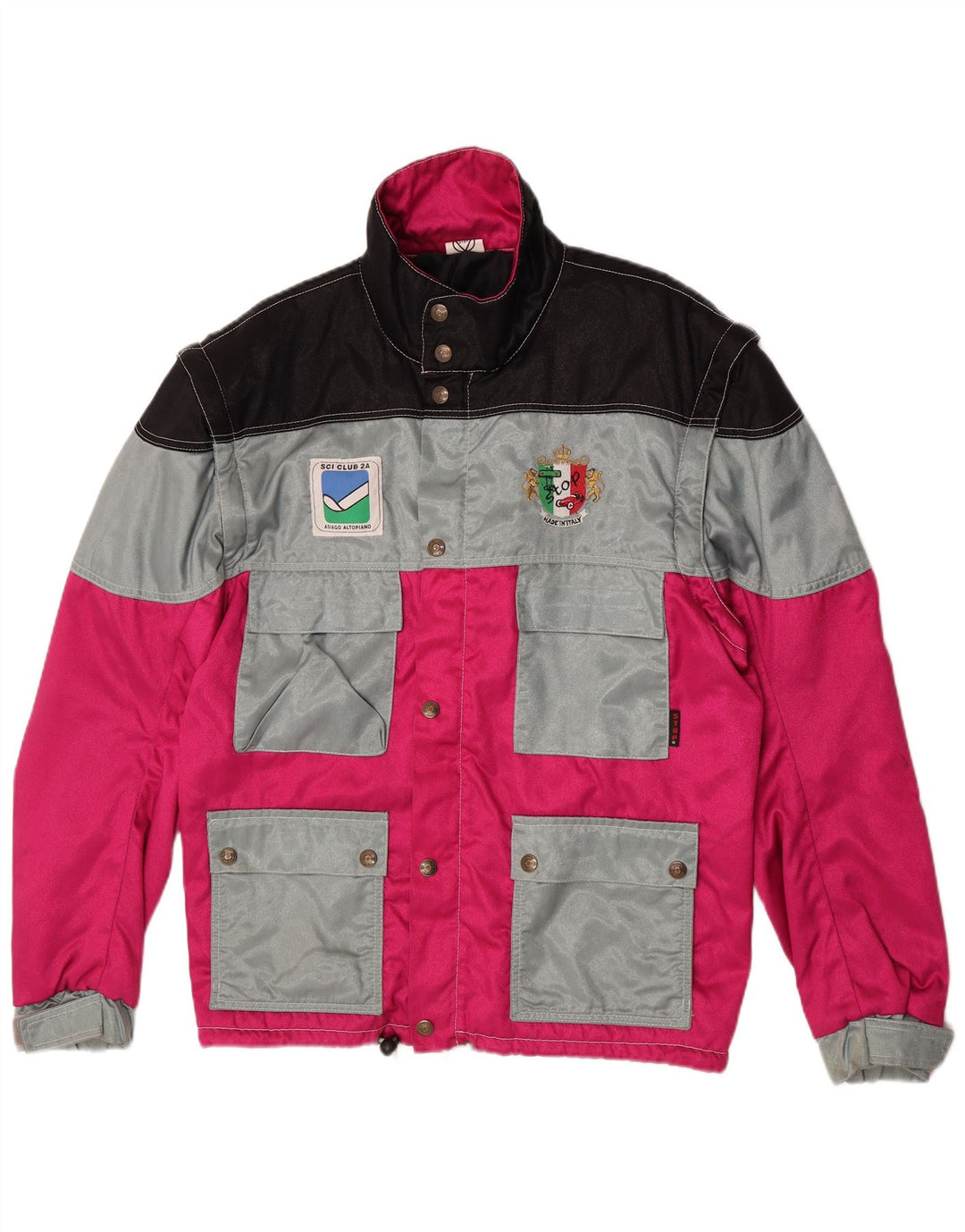 Giacca utilitaria vintage da uomo UK 42 XL Poliammide color block rosa