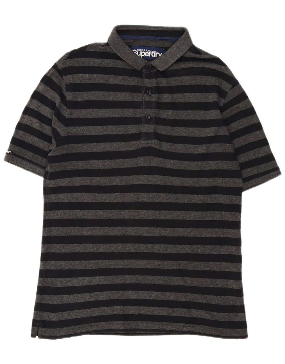 Polo da uomo Superdry in cotone a righe grigio medio