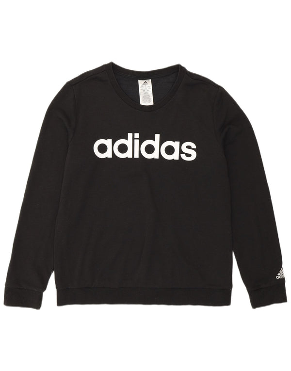 Felpa grafica da donna Adidas Jumper UK 16/18 Large Black Cotton