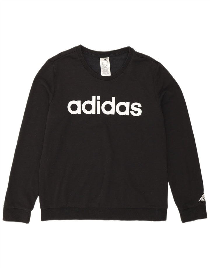 Felpa grafica da donna Adidas Jumper UK 16/18 Large Black Cotton