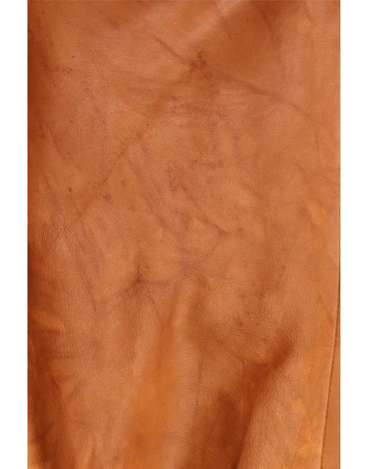 Pantaloni dritti in pelle vintage da donna W28 L27 Marrone