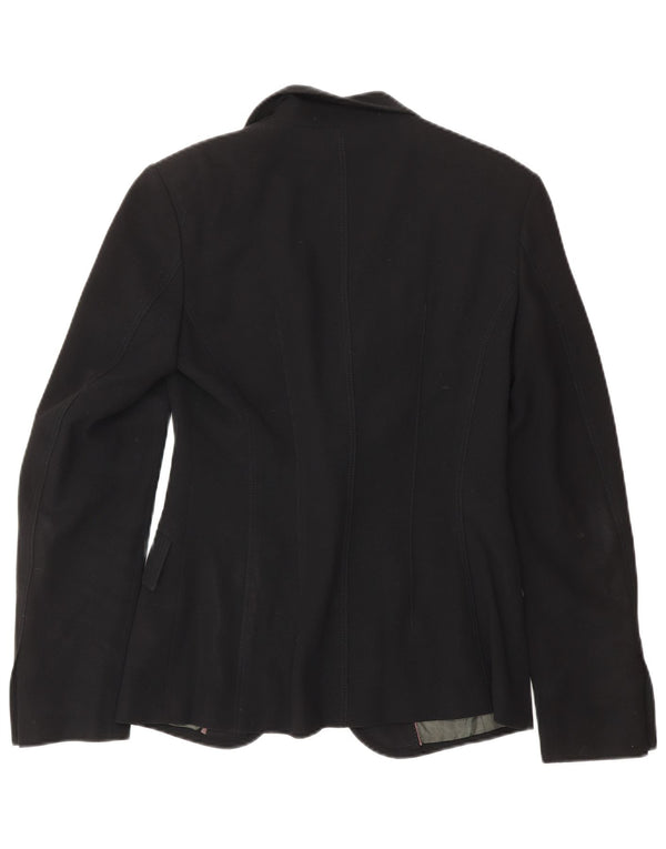 Giacca blazer da donna a 1 bottone Jigsaw UK 8 piccola classica in lana nera