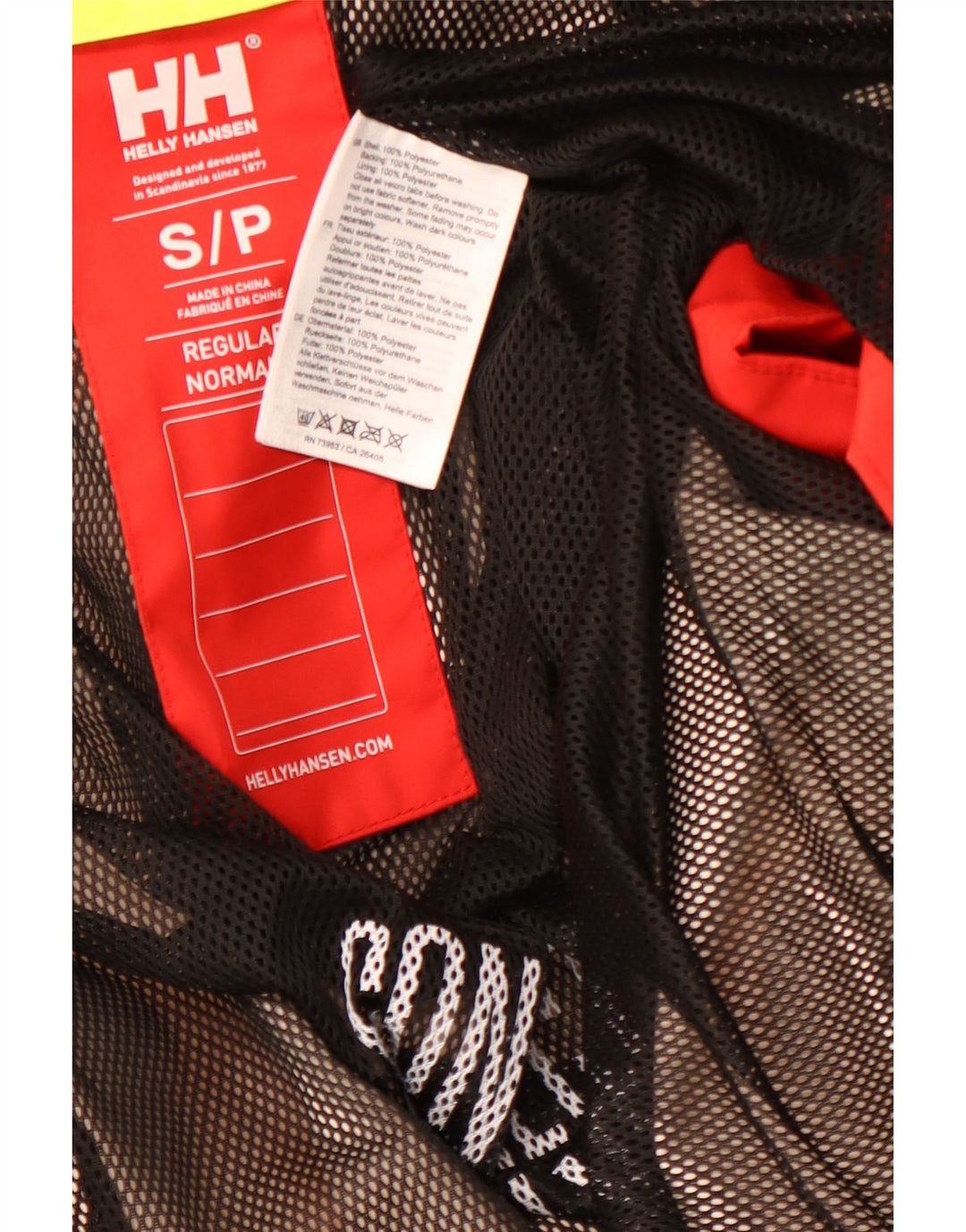 HELLY HANSEN Giacca antipioggia con cappuccio grafica da uomo UK 36 Small Red Colourblock