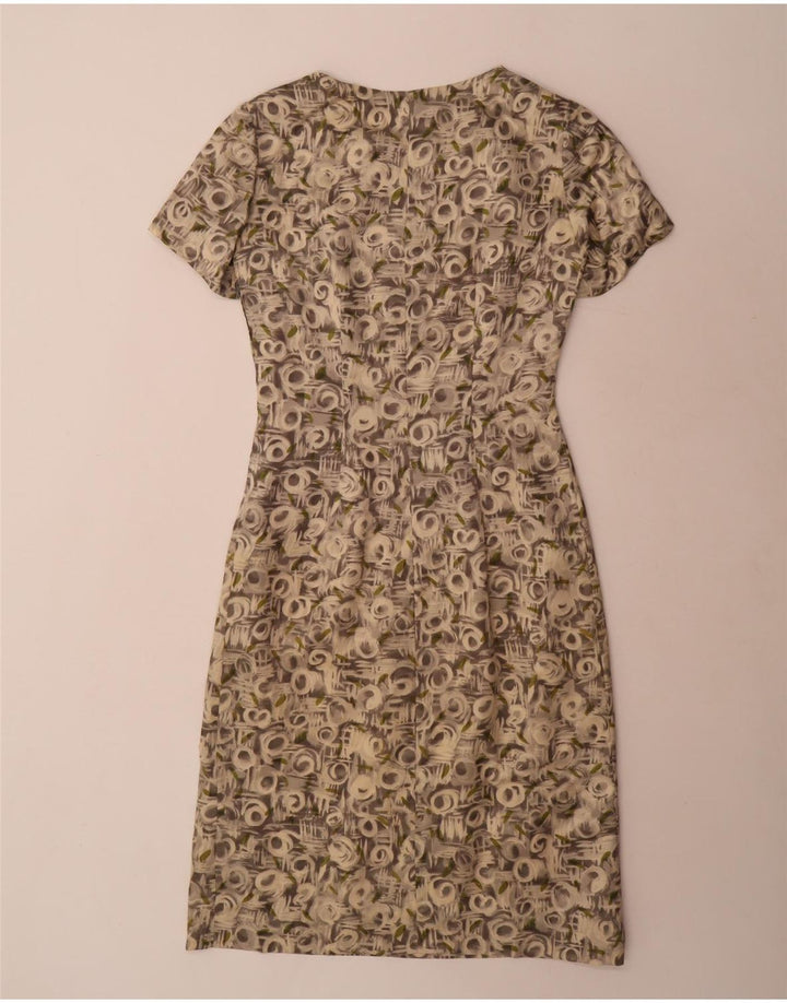 Set da 2 pezzi con maniche a 3/4 e motivo astratto vintage da donna UK 12 Grigio medio