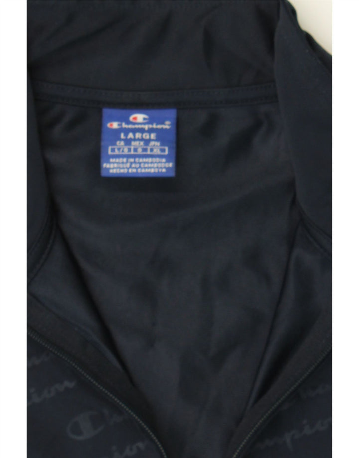 CHAMPION Mens Graphic Tracksuit Top Jacket Large Navy Blue Polyester Vintage Champion and Second-Hand Champion from Messina Hembry 