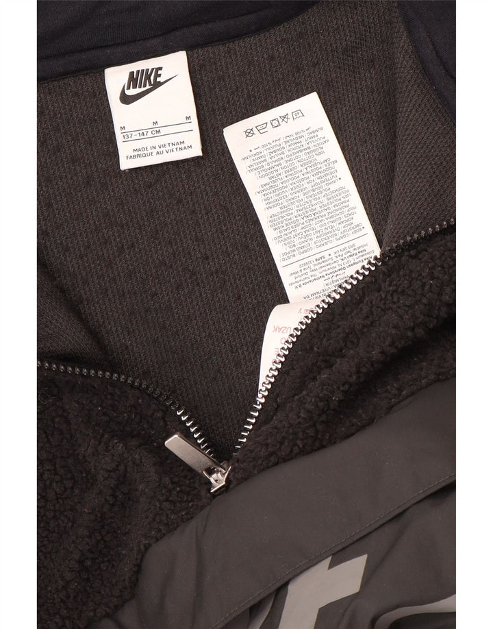 Maglione in pile Nike da ragazzo con zip grafica e collo 10-11 anni, poliestere nero medio
